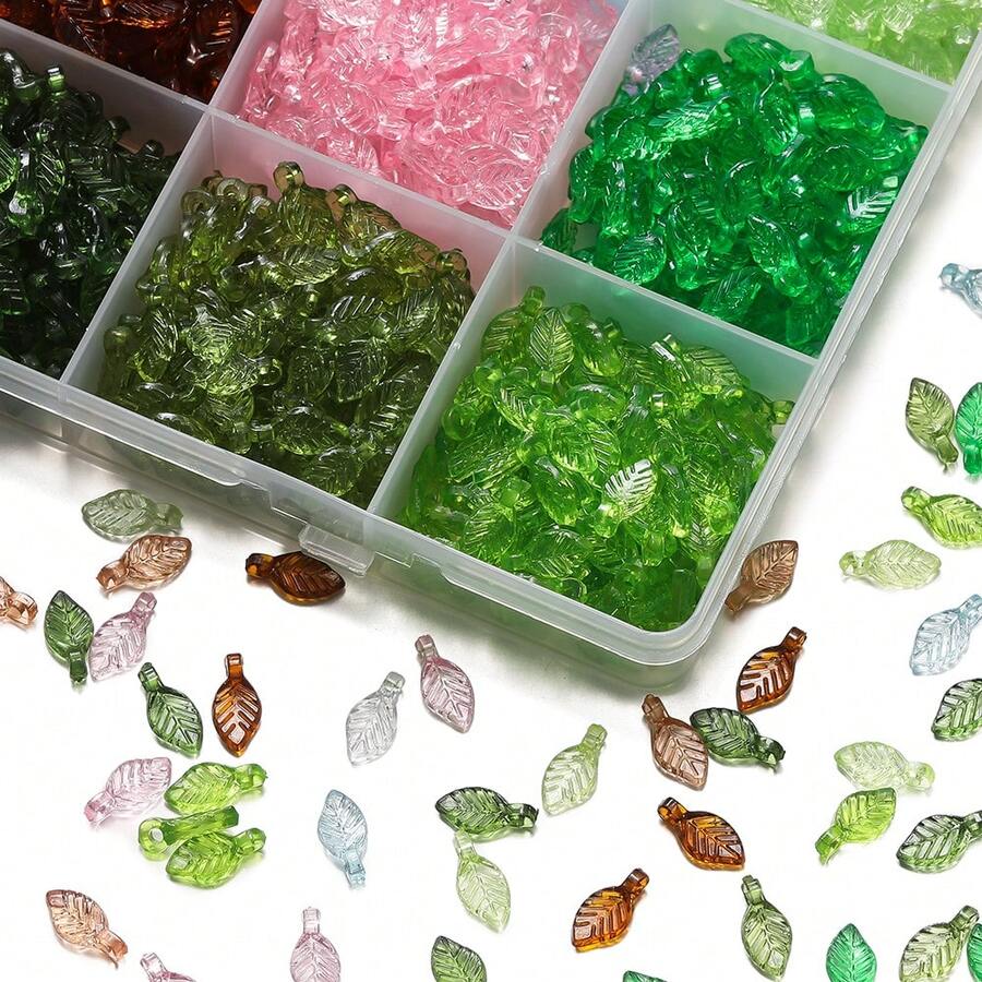 100pcs/Lot 5x10.5mm Acrylic Leaves Charms Beads Mini Tree Leaf Beads For DIY Making Jewelry Earrings Necklace Accessories Materials - Acrylic Leaves - View 1