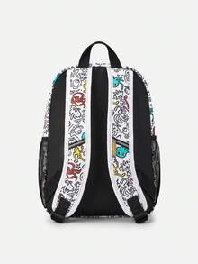 Balabala Kids Backpack Boys Girls Printed Lightweight Casual Daypack - White and Black - View 2