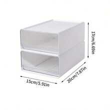 CASEGRACE 2/3件套可堆叠桌面收纳盒，文件整理抽屉，小型塑料抽屉柜，透明塑料可堆叠抽屉，适用于家庭、办公室、工艺品、铅笔等，桌面和抽屉收纳整理，家居收纳必备品 - 白色 - 查看 7