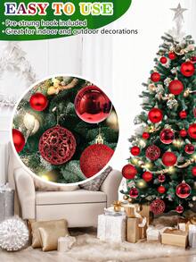 100 个/红色圣诞球装饰套装 - 3.14 英寸大圣诞球，防碎塑料装饰球，适用于圣诞派对室内室外办公室家居圣诞树装饰，适用于节日、婚礼和派对装饰的圣诞装饰。 - 彩色 - 查看 6