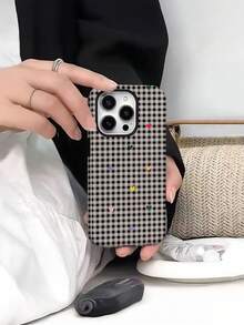 Minimalist Heart Striped Plaid Full Coverage Large Hole Anti-Drop Design Anti-Slip English Film Shell New Apple 17 Phone Case, Compatible With IPhone 16, 15, 14, 13, 12, 11, PRO MAX, PLUS Models - Multicolor - View 1