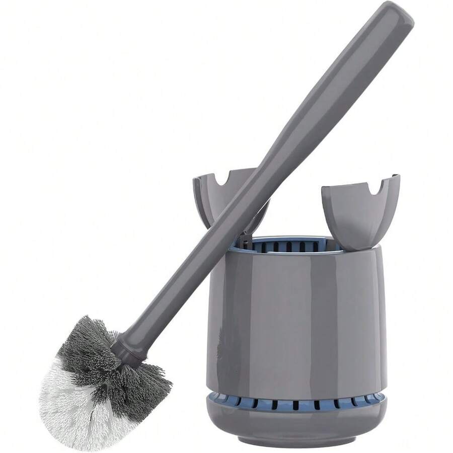 Toilet Bowl Brush And Holder, Premium Quality, With Solid Handle And Durable Bristles For Bathroom Cleaning, White, 1 Pack - Gray - View 1