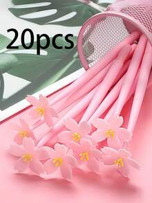 20/10/1pc 创意软凝胶笔 - 美丽的樱花风格，轻巧清新，可爱的花形，适合学生考试和签名，可爱的樱花凝胶笔 - 柔软防滑樱花设计，红色和粉色美学桌面装饰，适用于日记、礼品包装和办公用品，书写笔，花卉图案笔，流畅的书写工具 - 彩色 - 查看 12