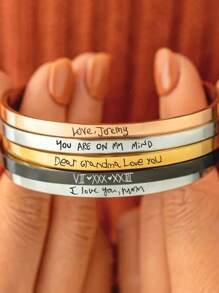 [Customized] 1pc Personalized Letter Name Bracelet, Customized Name Bracelet, Fashionable Customized Jewelry - Customized Text Bracelet, Personalized Minimalist Stylish Popular Delicate Name Bracelet, Birthday Gift, Christmas Gift, Handmade Jewelry, Mother's Day Gift - Multicolor - View 2