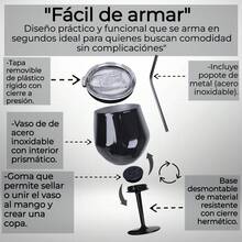 Copa para vino/coctel/jugo/Champán de acero inoxidable armable, FAB-18, Copa, Copa con tapa y popote, vaso de acero inoxidable portátil, Copa para café, Bebidas, Champán, Cócteles, Vaso/taza/Copa aislante de colores variados, capacidad 14 Oz/410 ml. - Morado - Ver 4