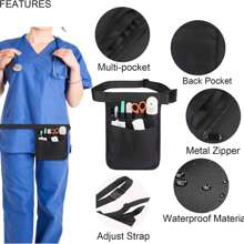 1pc Black Nurse Tool Waist Bag Portable First Aid Medical Supplies Storage Bag, European And American Style