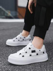 Men's Skateboard Shoes, New Breathable Casual Shoes, Distressed Canvas White Skateboarding Shoes, Fashion Versatile White Sneakers