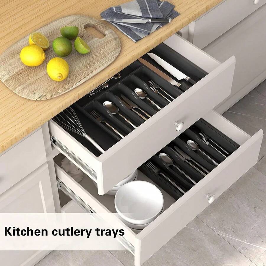 1 Expandable 9-Grid Cutlery Storage Box, Adjustable Cutlery Organizer, Expanding 9-Grid Cutlery Tray, Expandable Kitchen Utensil Tray, Tight-Fitting Silverware Storage Divider, Unfinished Plastic Cutlery Rack, Large Space, Multi-Purpose, Cutlery And Cutlery Holder, Adjustable Plastic Storage Box, A Must-Have For The Home, Suitable For Storing Spoons, Forks, Knives - Nhiều màu - Xem 1