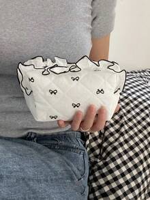 1Pc Cute Bowknot Pattern Multifunctional Kids Makeup Bag With Lace Ruffle Decoration,Sanitary Bag,Coin Bag,Toiletry Bag,Large Capacity Cosmetic Bag Make Up Bag For Home, Travel, Vacation And School Use ,Makeup Bag Makeup Pouch Skincare Bag Toiletry Bag Packing Cubes,Travel Essentials Cruise Essentials Dorm Essentials,Mom Gifts,Birthday Gifts,Gifts For Friends And Teachers