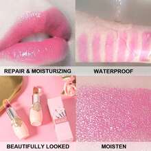 2pcs Dry Flower Lipstick, Colored Lip Care, Moisturizing And Moisturizing, Long-Lasting Jelly, Warm And Discolored Lipstick - 粉色 - 查看 2