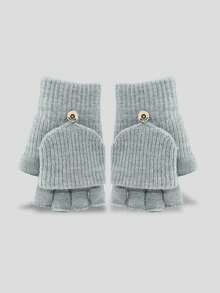 Luvas sem dedos com tampa, Feitas de fio aveludado tricotado, Adequadas para estudantes escreverem, casais pedalarem ao ar livre, looks de outono/inverno