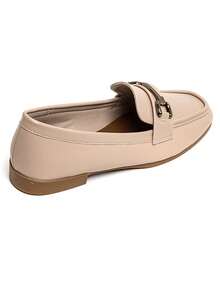 Elegante Mokassins für Damen aus ähnlichem Leder mit metallischen Details – Beige, Schwarz, Kastanienbraun, Bordeaux - Beige - Übersicht 5