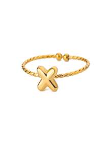 1 Buah Cincin Huruf Awal Tebal Lucu untuk Wanita, Warna Emas, Baja Tahan Karat, Huruf A-Z, Cincin yang Dapat Diatur, Perhiasan Pernikahan Estetis, Hadiah - Yellow Gold - View 24