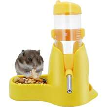 3 In 1 Hamster Hanging Water Bottle 80ml Pet Auto Dispenser With Base For Dwarf Hamster Mouse Rat Hedgehog - Màu vàng - Xem 1