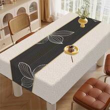 1 Piece Of Rectangular Tablecloth: Nordic-Style Tablecloth With Minimalist Linear Leaf Patterns, Made Of Polyester Fabric. It Is A Light-Luxury Table Decorative Cloth, An Ideal Choice For Home Textile Table Decoration. Washable And Reusable. Suitable For Daily Dining Rooms, Living Rooms And Theme Parties, And Can Be Used Indoors And Outdoors.