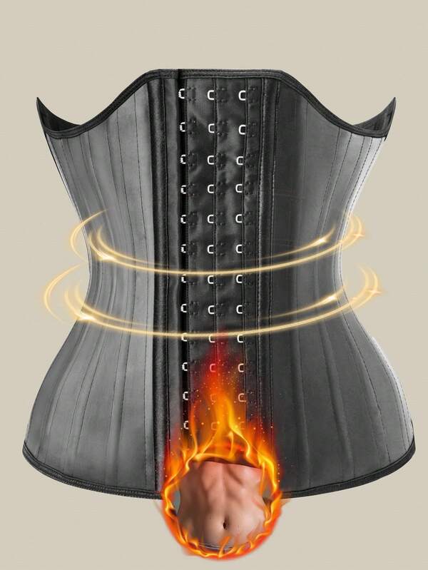 1PC Plus Size Women's Double-Layer Latex Fitness Waist Trainer With Snap Buttons, Suitable For Daily Wear And Workouts, Lift