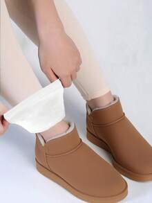 1 Pack Women's Thermal Lined Khaki Leggings, Fashionable Casual Elegant High Stretch Skinny Pants, Suitable For Home, Workout, Yoga, Fitness, Outdoor, Travel, Party And More, Soft And Comfortable - Khaki - View 4