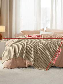 1pc Flannel Blanket - Soft & Rustic Striped Blanket, Luxurious Style, Easy Care, Lightweight & Versatile, Available In Multiple Colors & Sizes, Suitable For Winter, All Season Use, Multipurpose As Sofa/Bed Throw, Party Decor, Machine Washable, 280gsm