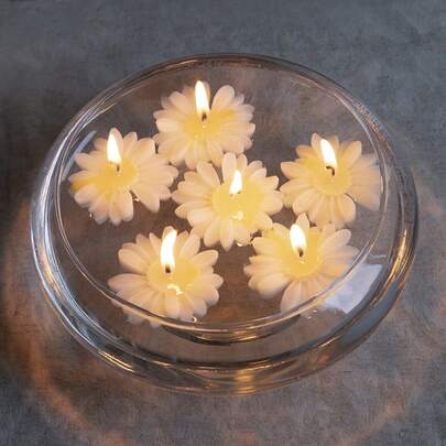1/10pcs Floating Candles, Chamomile Scented Candles, Birthday Gifts, Home Decor, Fragrance Decorations, Handmade Souvenirs, Aroma, Scented, White, Yellow, Pink, Purple, Suitable For Graduation Season, Suitable For Back To School Season Christmas Decorations Room Decor Christmas, Christmas Gifts