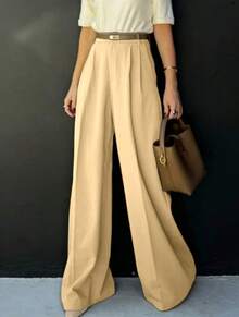 Straight-Leg, Wide-Leg Suit Pants. Floor Length - 卡其色 - 查看 1