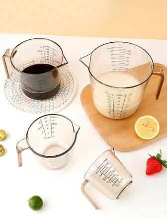 1 个 150ml/300ml/600ml/1000ml PS 刻度量杯，咖啡量杯，厚实耐用，多种尺寸可选，可堆叠，方便存放，透明容器，烘焙工具，多功能厨房用具，厨房必备