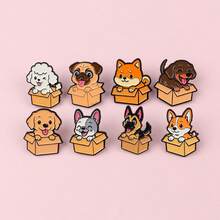 8 件套可爱小狗珐琅别针胸针松针翻领别针徽章背包服装配饰珠宝礼品 - ZH237 - 查看 8