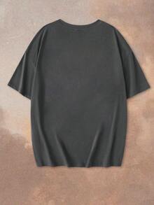 Women's Funny Sexy Witch, Ghost, Pumpkin, Skull Cartoon Graphic Print Halloween T-Shirt, Oversized Loose Fit Crew Neck Short Sleeve Tee, Nightmare Before Christmas Fall Clothes - Dark Grey - View 3