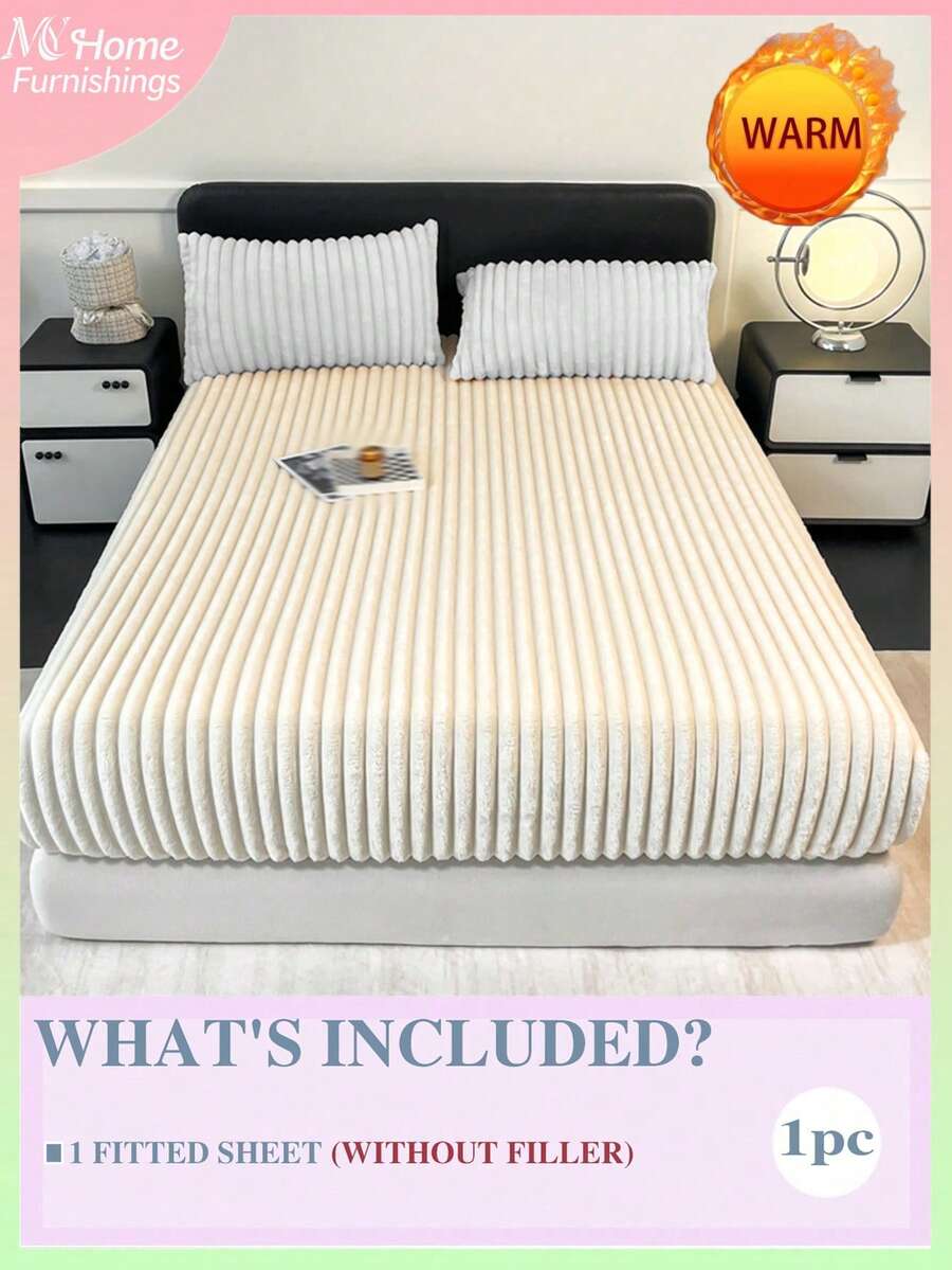 1pc Solid Color Fleece Traditional Flannel Bedsheet, Bedding, Mattress Protector, Bed Cover, Bed Linen, Cozy Warm Home Textile, Soft & Skin-Friendly, Suitable For Boys, Girls, Student Dorms, Available In Multiple Colors, Simple & Fashionable Home Decor, Soft & Comfortable Bedroom Bedding, Fashionable Mattress Cover, Full Mattress Protector, Machine Washable, Back To School Bedding