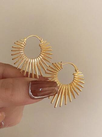 1 par de pendientes de aro metálicos minimalistas para mujeres, pendientes elegantes para vacaciones y fiestas casuales