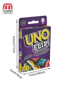 Mattel 1 件美泰官方授权 UNO 卡牌，休闲派对风格，UNO 翻牌！桌游卡牌，家庭派对游戏之夜，多人派对互动，乐趣十足，双面卡片设计，适合 2-10 名玩家，家庭派对礼物，节日礼物，圣诞节，万圣节，生日礼物 - 紫色 - 查看 4