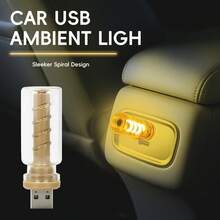 1pc Car USB Glass Decorative Ambient Light LED Spiral Atmosphere Light High-Brightness Lighting Neon Light For Car Home Decoration Light