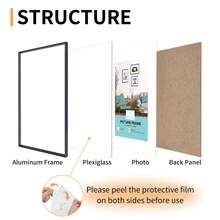 HIMEETIME 1/2/3件装，12x16英寸/30x40厘米铝合金相框，8x10英寸/20x25厘米壁挂/桌面相框，A3简约经典金属线条斜角3D相框，A4 3D证书框，优质金属拉丝纹理，高清亚克力，可竖放或横放 - 彩色 - 查看 8