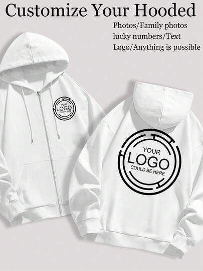 Personalización personalizada - Sudadera con capucha de mujer para otoño con cremallera - Chaqueta delgada con diseños de logotipos personalizables (Navidad/Halloween/Acción de Gracias/Logo del grupo de baile/Uniforme de trabajo/Uniforme escolar/Impresión publicitaria/Números de la suerte) - Personalizable para familia, mascotas, amigos - Se puede personalizar cualquier cosa / Chaqueta con capucha y cremallera con forro polar para mantener el calor / Blanco/Gris/Negro