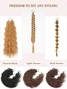 Extensión de cola de caballo sintética rizada de 24 pulgadas con cuerda elástica para el cabello, accesorios de cabello para uso diario y fiestas, extensiones de cabello sintético largo y rizado de alta temperatura para mujeres - Multicolor - Ver 9