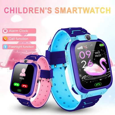 多功能智能时钟，用于幼儿教育，具有通话功能、学习游戏、相机、手电筒、数字触摸屏、可自定义主题、多功能智能时钟、男孩和女孩的礼物，兼容 2G 900-1800 850-1900 频段（表带橡胶圈随机，一个或两个）