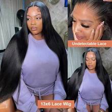 30 32 Inch Straight Human Hair Wigs Hd Lace Wig 13x6 Human Hair Brazilian Bone Straight Lace Frontal Human Hair Wigs For Women - Natural Black - Xem 6