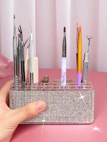 1pc 26 Hole Acrylic Crystal Nail Art Storage Pen Holder