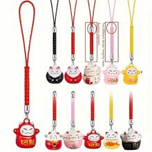 1 Maneki Neko Lucky Keychain - Japanese Style Fortune And Health Mascot, Colorful Cartoon Cat Charm With Tassel, Durable Metal/Rubber Decoration, Women's Gift, Bags, Home Furnishings, Exclusive For Cat Lovers, Fun Keychain, Bright Colors