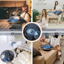 Steel Tongue Drum - 13 Notes 12 Inches - Percussion Instrument -Handpan Drum With Bag, Music Book, Mallets, Finger Picks - Màu B - Xem 7