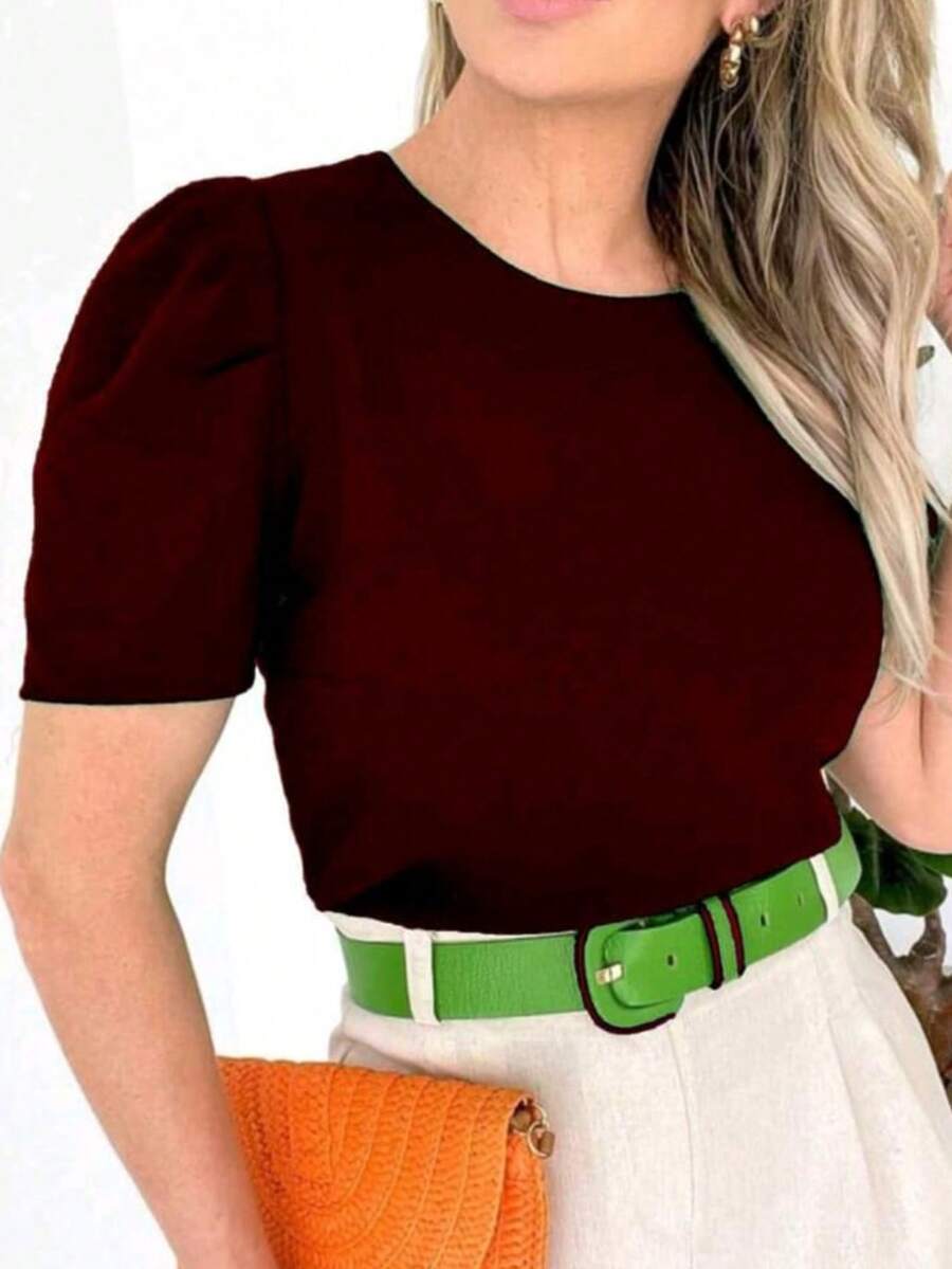 Plain Polyester Knit Daily - màu đen - Xem 1