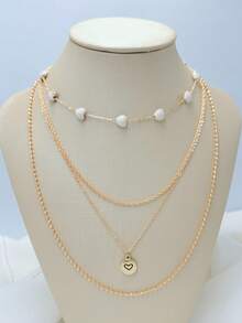 Women's Multi-Layer Necklace With Heart-Shaped Pendants In Various Colors, Elegant And Fashionable Design, Suitable For Parties, Gifts And Daily Wear - C90 - Xem 2