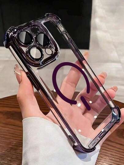 （含镜头保护膜）1 个电镀四角防摔新手机壳，适用于 Apple 17 Pro Max/16 Pro Max/15/14 Pro/13/12/11/XR/XS Max/8、Galaxy S25 系列、S24 系列、S23 系列、S22 系列、A05、A35、A55