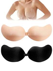2/1 Pair Push Up Strapless Self-Adhesive Low Cut Bra Invisible Backless Adhesive Bra - Multicolor - View 24