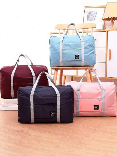 1 件旅行收纳袋整理器带拉链可折叠旅行涤纶收纳袋大容量旅行袋便携式飞机包多功能行李袋轻便便携式过夜包和旅行配件手提包防水健身包简易周末过夜包洗漱包可折叠行李袋户外用品旅行用品男女旅行必备行李袋巡航必需品收纳