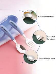 Personalized 3 In 1 Cutlery Set,Personalized Camping Utensil Set With Storage Box, Reusable Spoon Knife Fork, Portable Travel Utensil, Friendly Plastic Box For Travel Picnic Camping Or Daily Use, Great For Students, Travel And Kitchen Use Back To School,For Anniversaries, For Valentine's Day, For Mother's Day, For Birthdays,For Father's Day, For Graduation, For Weddings, For Housewarming Dining Room,Office