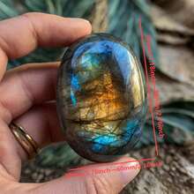 Pietra di Labradorite di qualità premium AA+, cristallo di quarzo lucidato, gemma curativa per massaggi, accessorio per la decorazione della casa, ideale per la realizzazione di gioielli fai-da-te per gli appassionati di cristalli, regalo ideale per occasioni speciali - Colorato - Visualizzare 5