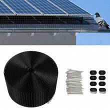 100ft Solar Panel Bird Guard Mesh - 0.5inch Grid PVC Coated Iron Wire With 70 Clips, Rodent & Bird Proof Protection For Roof Solar Systems (6inch Width, Black) - Black - View 7