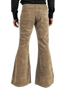 Men's Corduroy Vintage Bell Bottom Pants 70s,Disco Stretchy Flared Pants Fit 60s 70s Outfits For Men,Mens Bell Bottom Jeans.-20256688 - 布朗2 - 查看 8