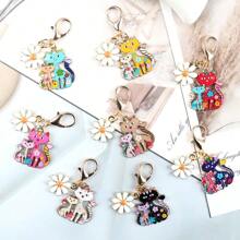 1 套优雅迷人的猫和雏菊钥匙扣 - 女士时尚配饰，动物和花卉主题设计，创意手机壳吊饰，适用于背包和汽车钥匙，传达温暖和意义，也是日常友谊的绝佳小礼物 - 彩色 - 查看 24