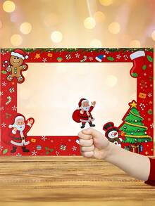 7 pièces Ensemble de photomaton de Noël avec Père Noël et bonhomme de neige - Cadre décoratif en papier classique pour les fêtes avec personnages et accessoires festifs, sans plumes, parfait pour les fêtes de Noël et la décoration de la maison, une excellente idée de cadeau de Noël, parfait pour les accessoires photo de fête de Noël, les décorations d'hiver et du Nouvel An, Halloween, les événements de Noël et les fournitures de fête, fournitures de fête, décorations de Noël